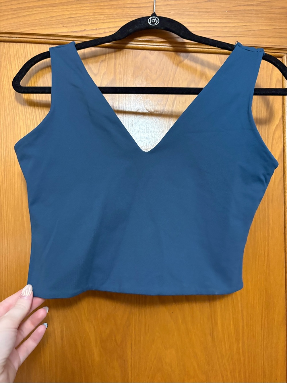 Aritzia Babaton V-Neck Crop Tank — Teal Blue